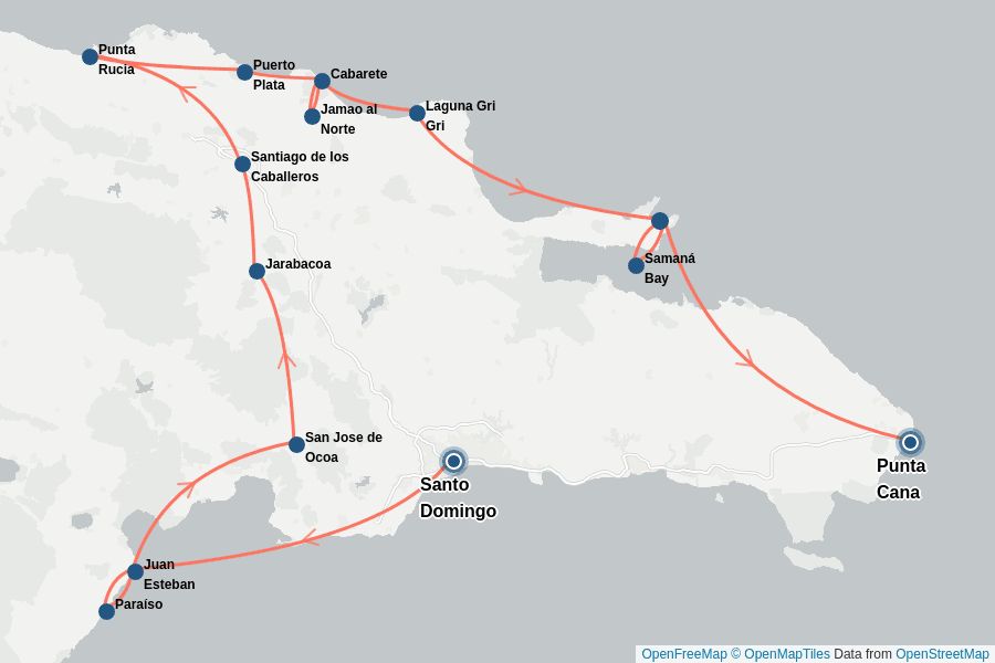 Itinerary Map image for Dominikanische Republik