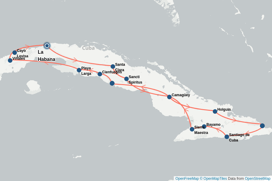 Itinerary Map image for Kuba - Bestseller