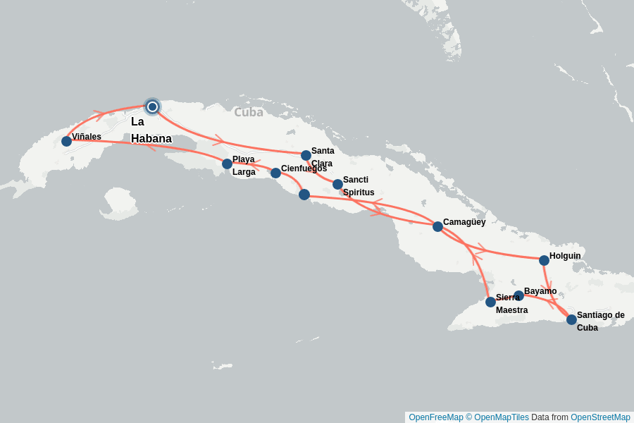 Itinerary Map image for Kuba - Bestseller