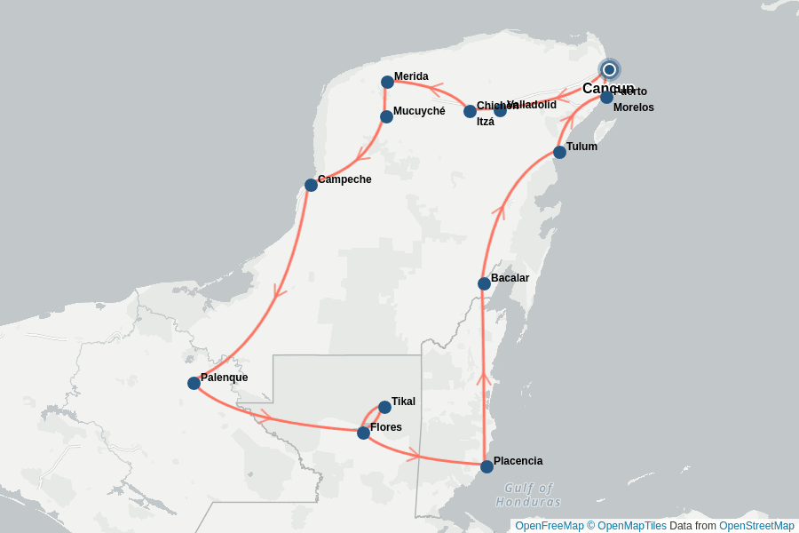 Itinerary Map image for Maya Reise